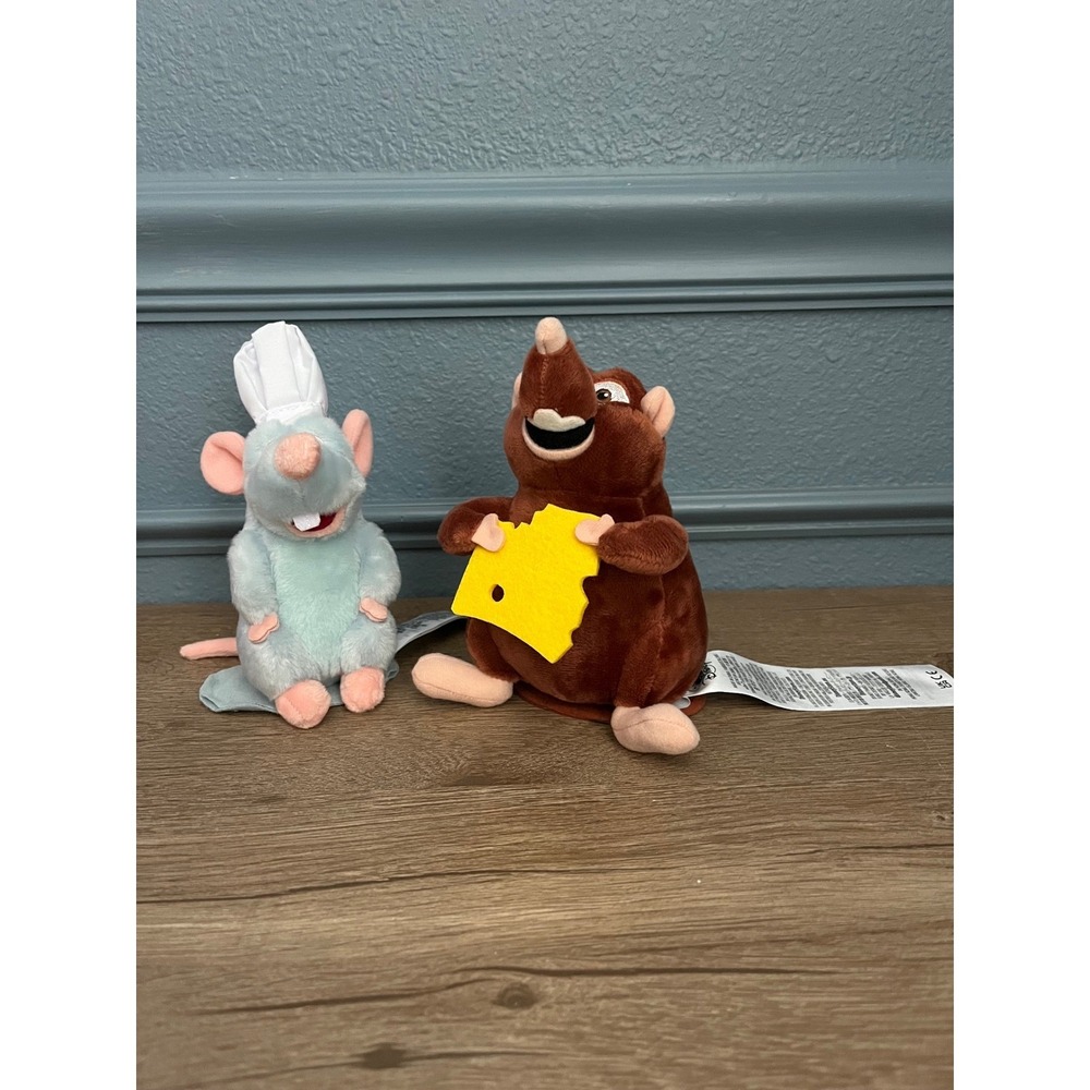 Disney Pixar Ratatouille Remy Chef & Emile‎ Cheese Plush Set